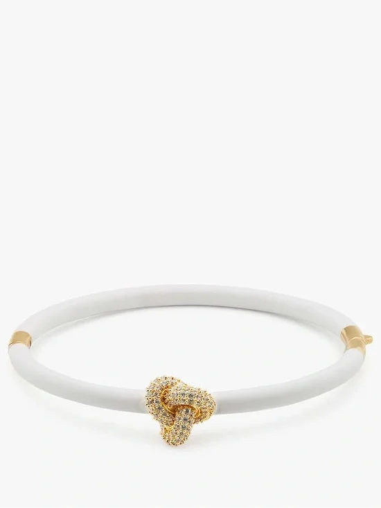 kate spade White and Gold Pave Knot Bangle - Picture 1 of 6